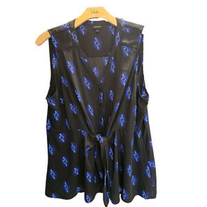 Torrid Plus 3X Black Blue Lightning Bolt Front Blouse